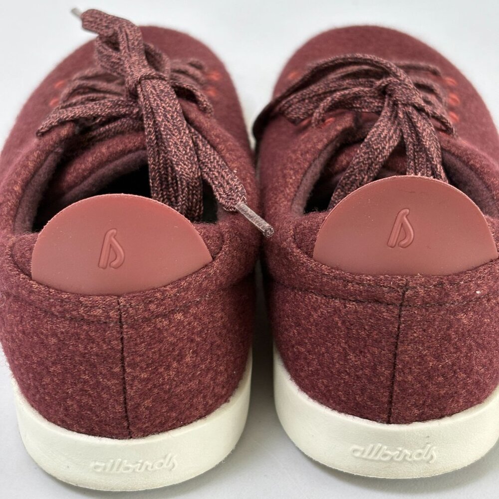 Allbirds WP Wool Pipers Shoes Womens 6 Burgundy Low Top Comfort Lace Sneakers - Picture 5 of 11